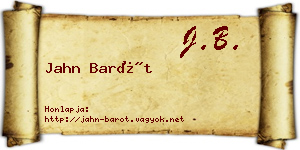Jahn Barót névjegykártya